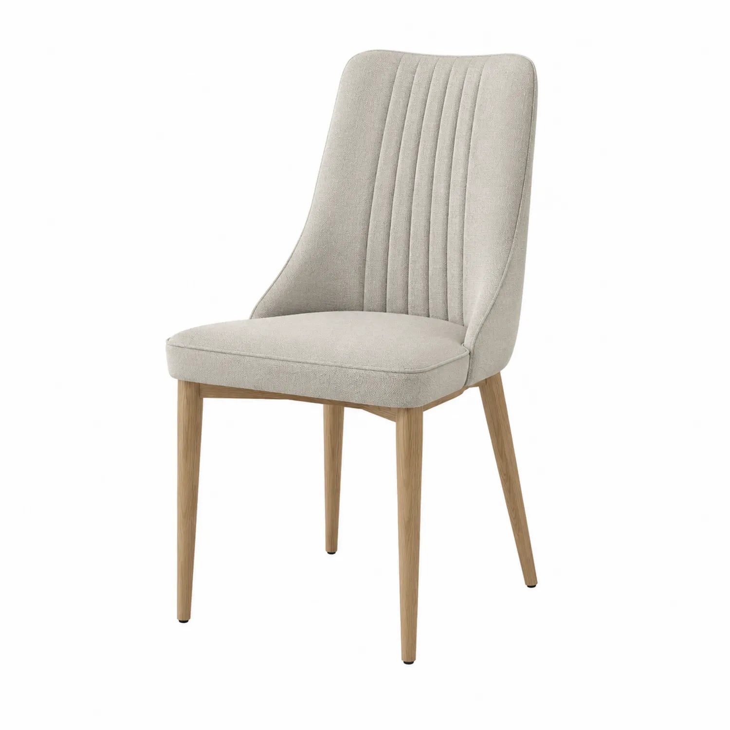 Esszimmerstuhl aus Stoff Beige mit Holzbeinen