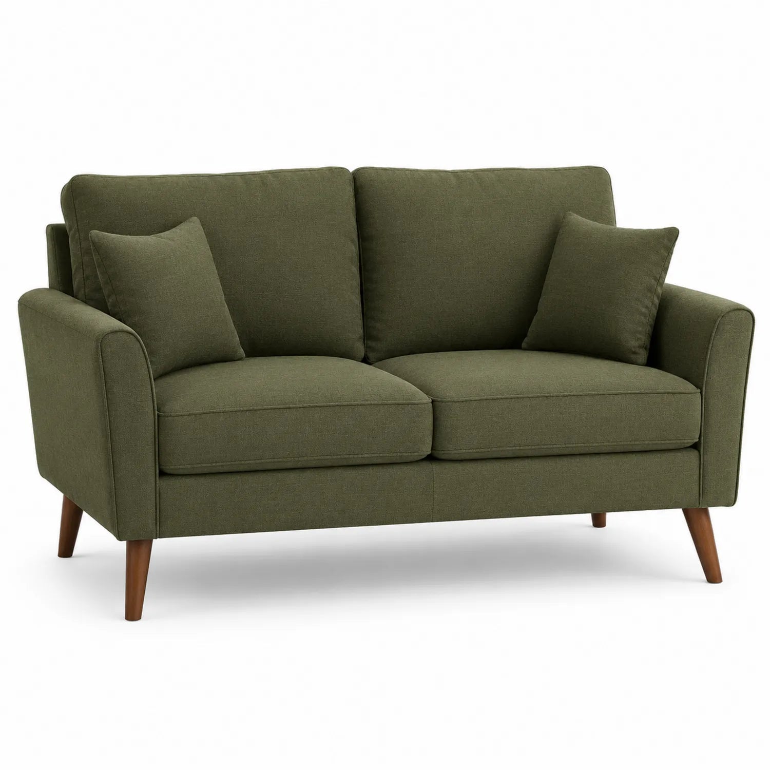 2-Sitzer Sofa Leinenmischgewebe Olivgrün 160cm