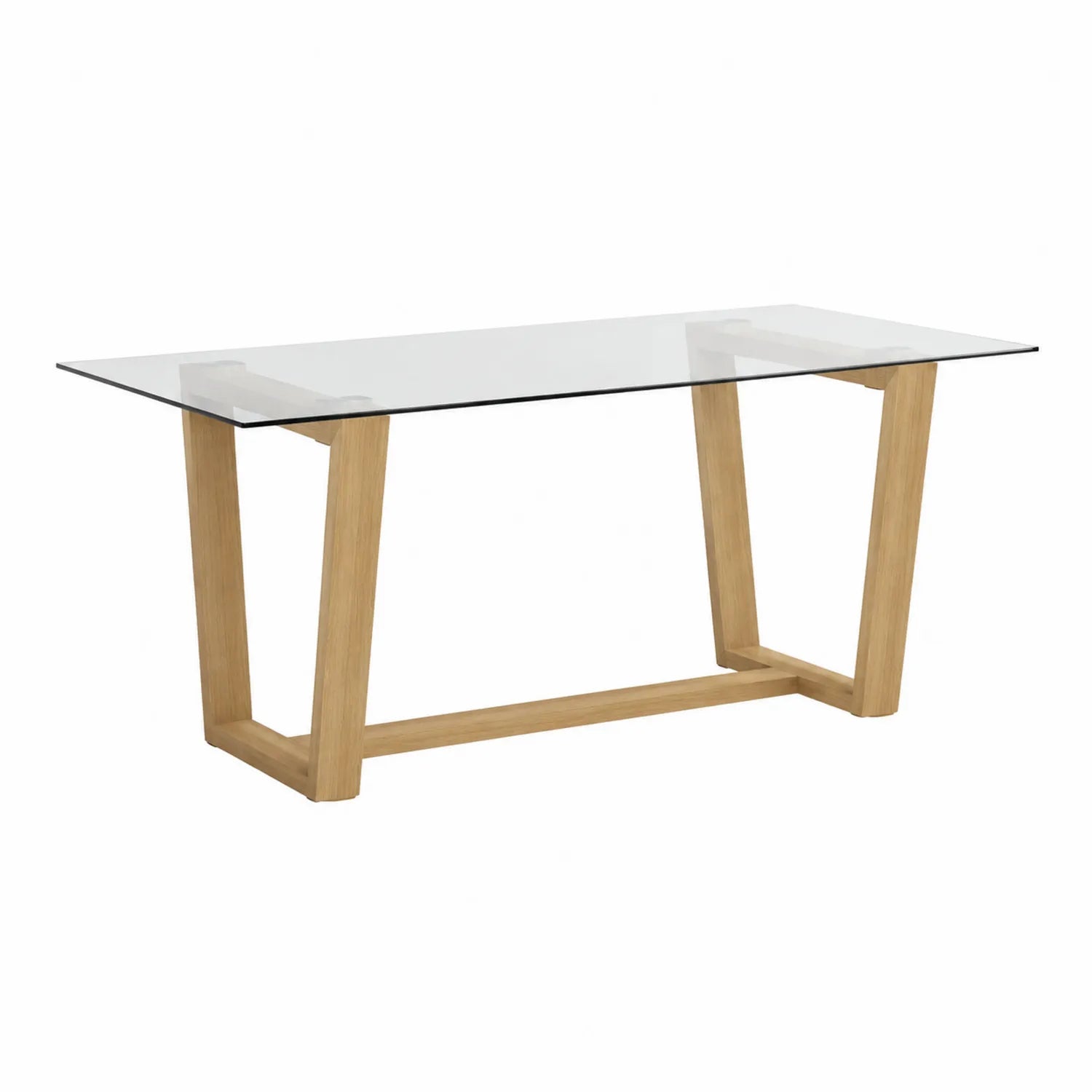 Esstisch Glasplatte Eichenholzgestell 180x90x75 cm