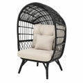 Outdoor Loungesessel aus Polyrattan mit beigem Kissen