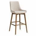 Barhocker mit Stoffbezug Beige und Eichenholzbeinen