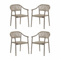 4er Set Gartenstühle aus Metall und Seilgeflecht Beige