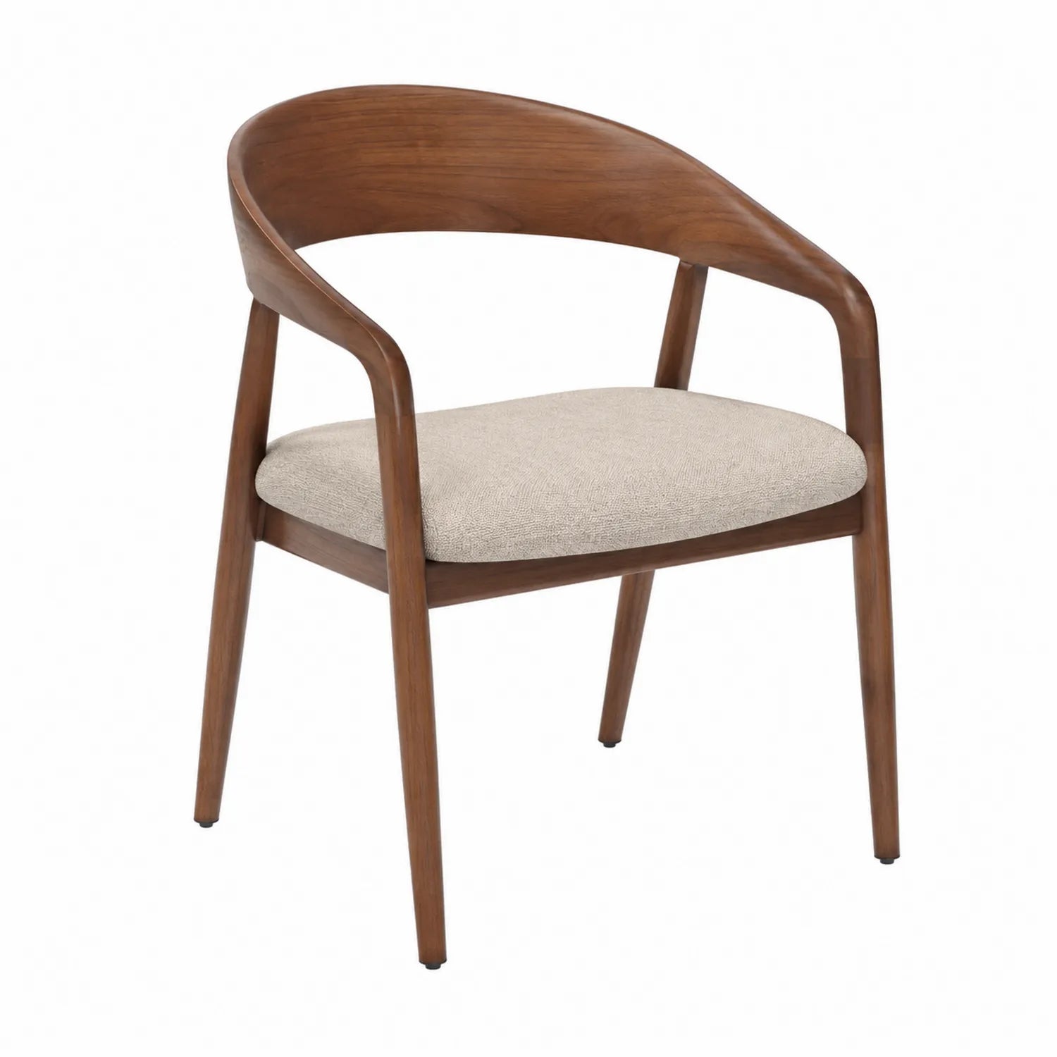 Esszimmerstuhl aus Walnussholz mit Baumwollsitzkissen Braun/Beige