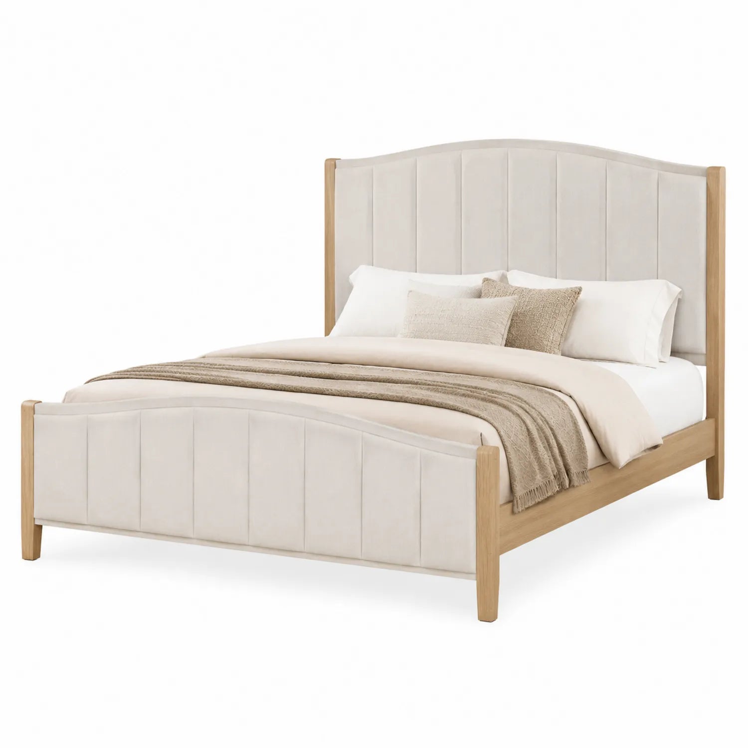 Doppelbett aus Eichenholz und Polyester 200x160cm Beige