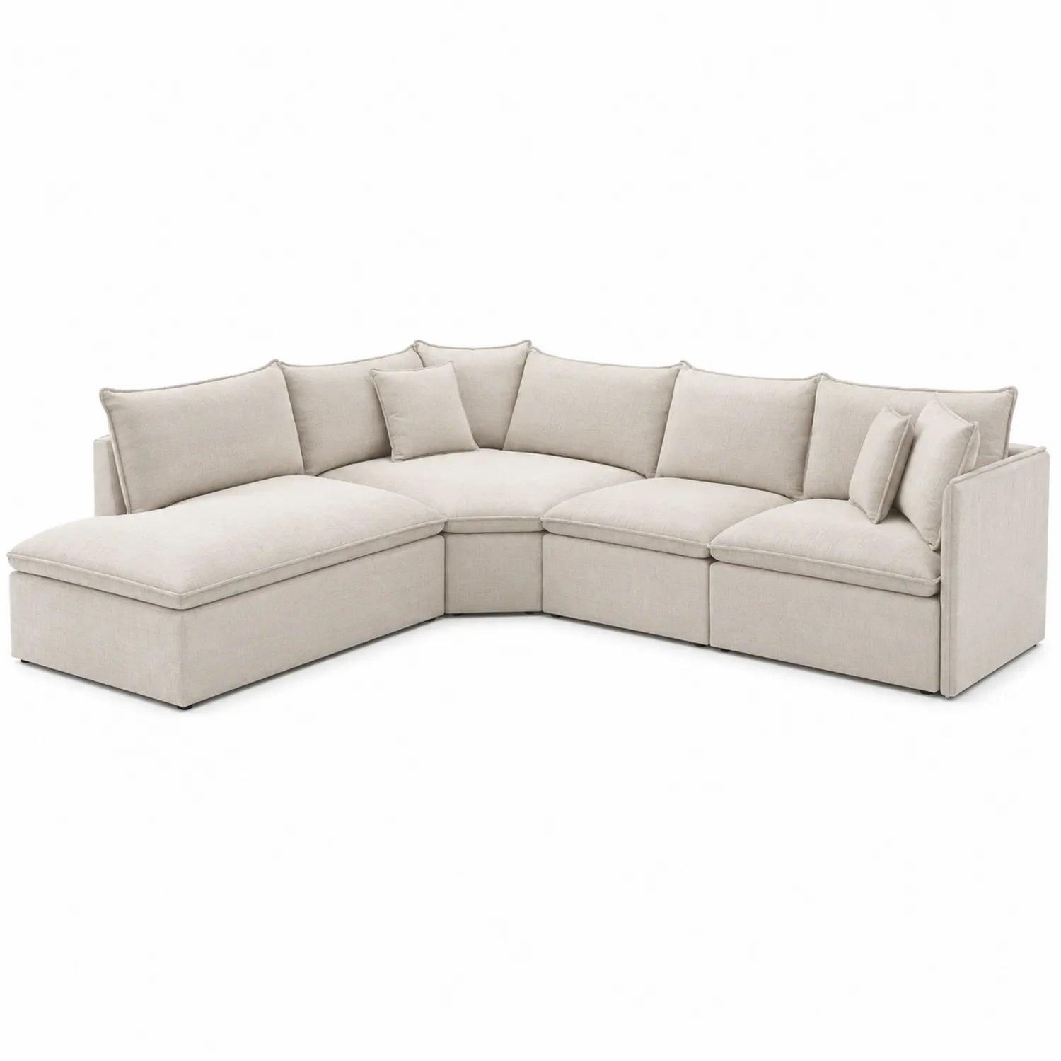 Modulares Ecksofa mit Leinenbezug Beige 300x200x90 cm