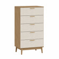 Kommode mit 5 Schubladen aus Eichenholz und MDF, 120 cm