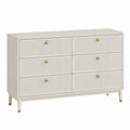 Kommode mit 6 Schubladen aus Holz Weiß mit Metallgriffen