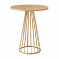 Runder Tisch mit Eichenholzplatte und Metallgestell in Gold