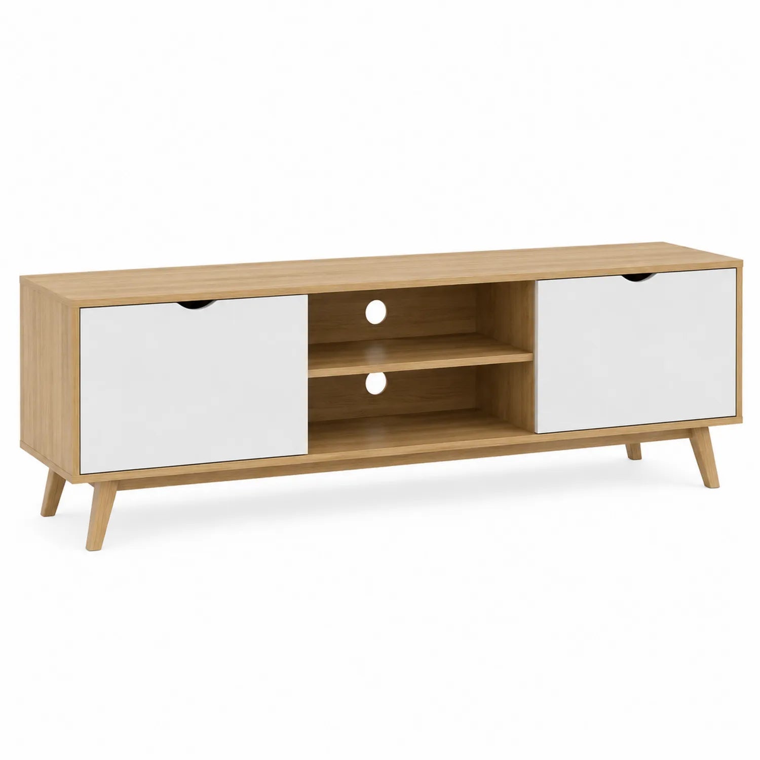 TV-Schrank mit 2 Türen in Eicheoptik und Weiß