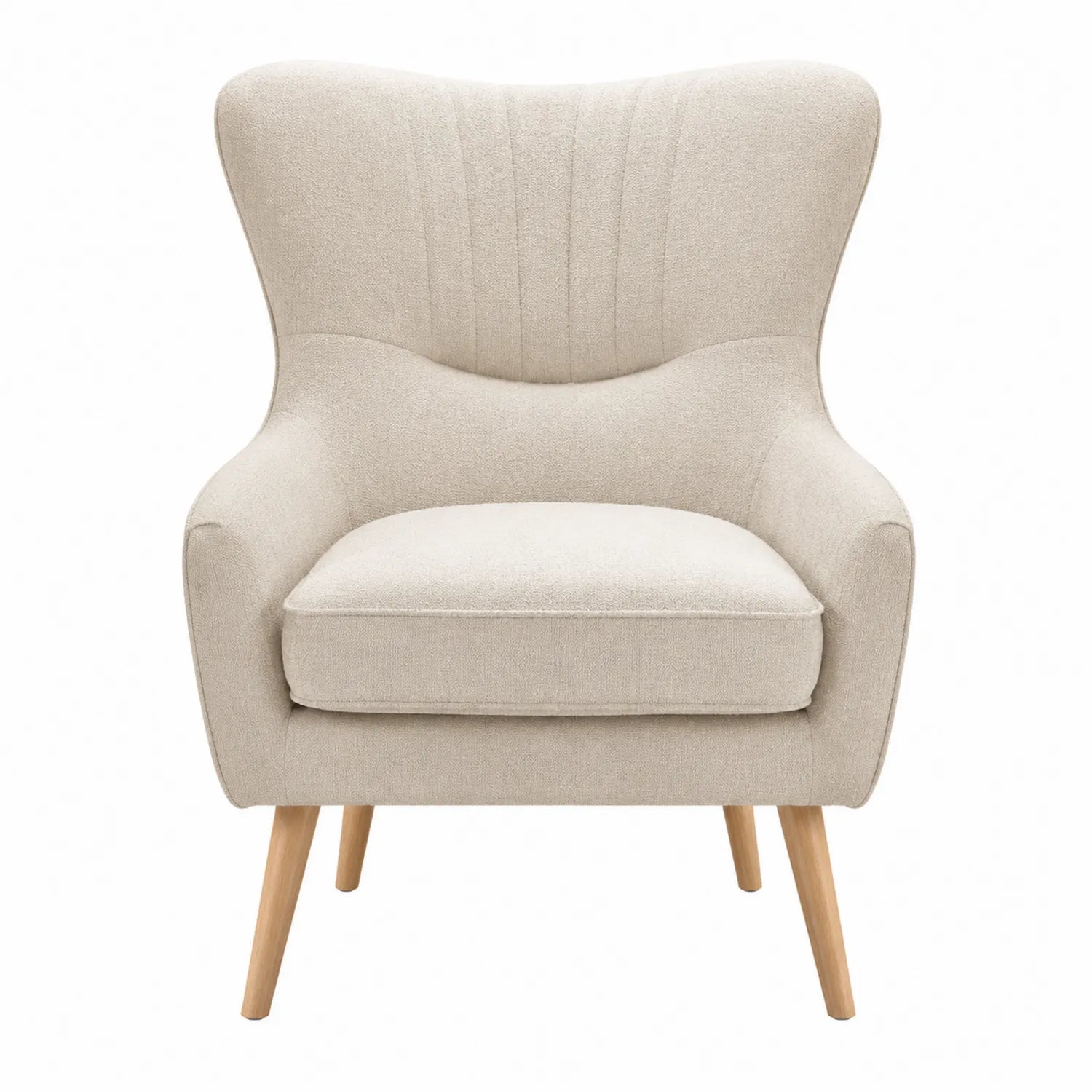 Sessel Beige mit Holzbeinen