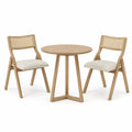 Essgruppe aus Eichenholz mit rundem Tisch und 2 Stühlen, Beige