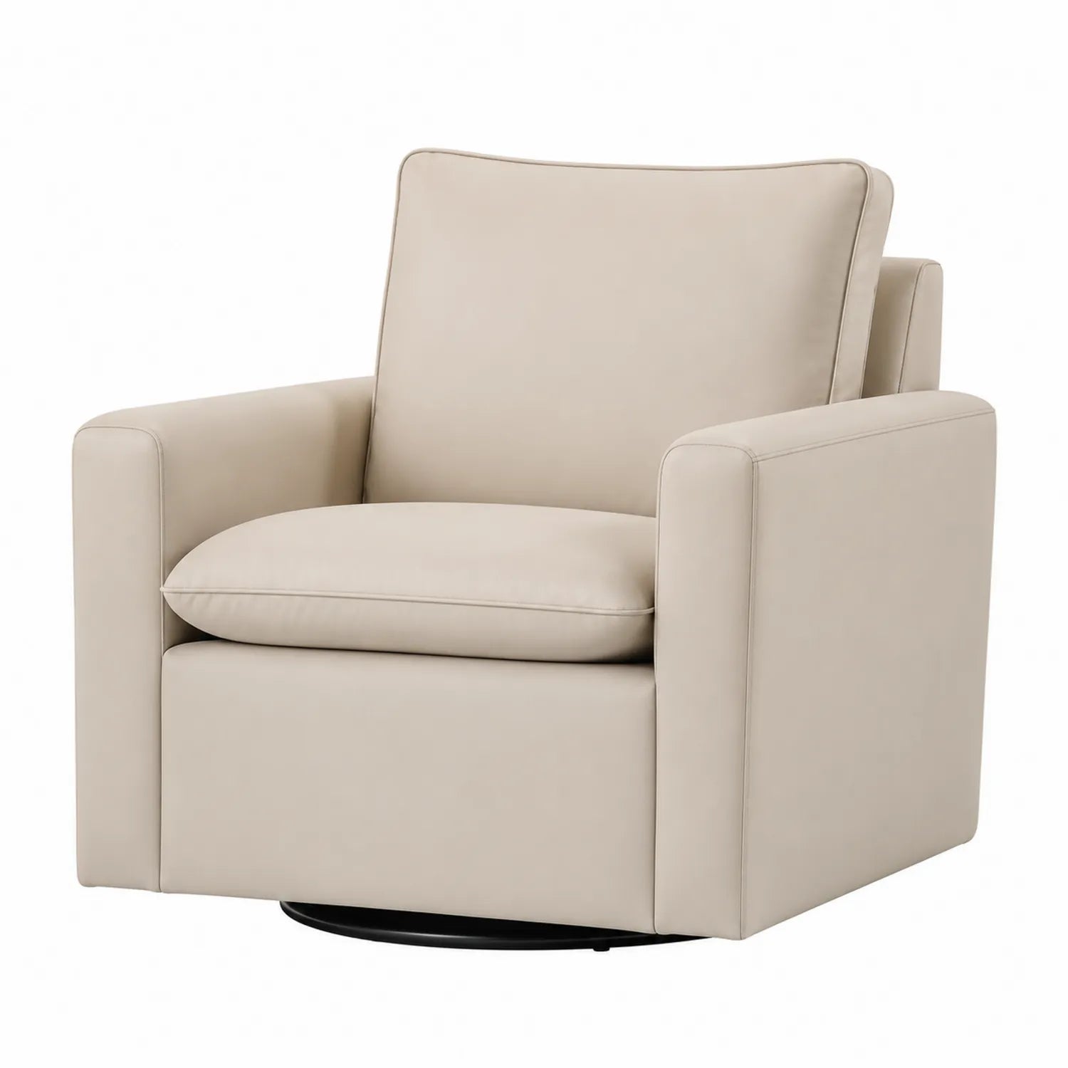 Drehbarer Lederstuhl Beige 80x85x75cm