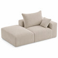 Modulares Ecksofa aus Cord mit Kissen, Beige