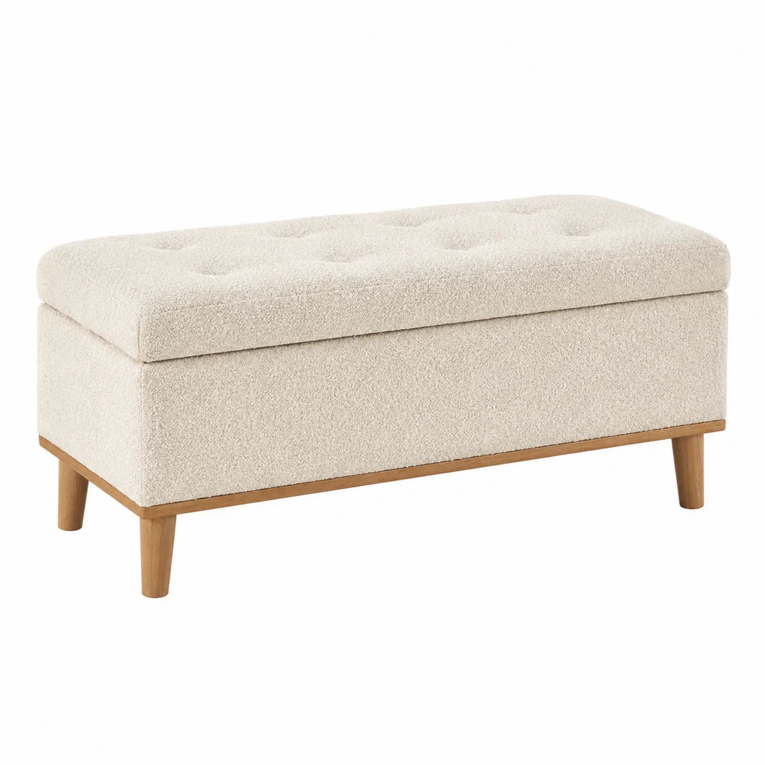 Polsterbank mit Eichenholzbeinen Beige 100 cm