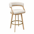 Barhocker Eichenholz Leinen Beige