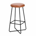 Barhocker mit Ledersitzfläche Braun Ø 35 cm Höhe 75 cm Stahlgestell Schwarz