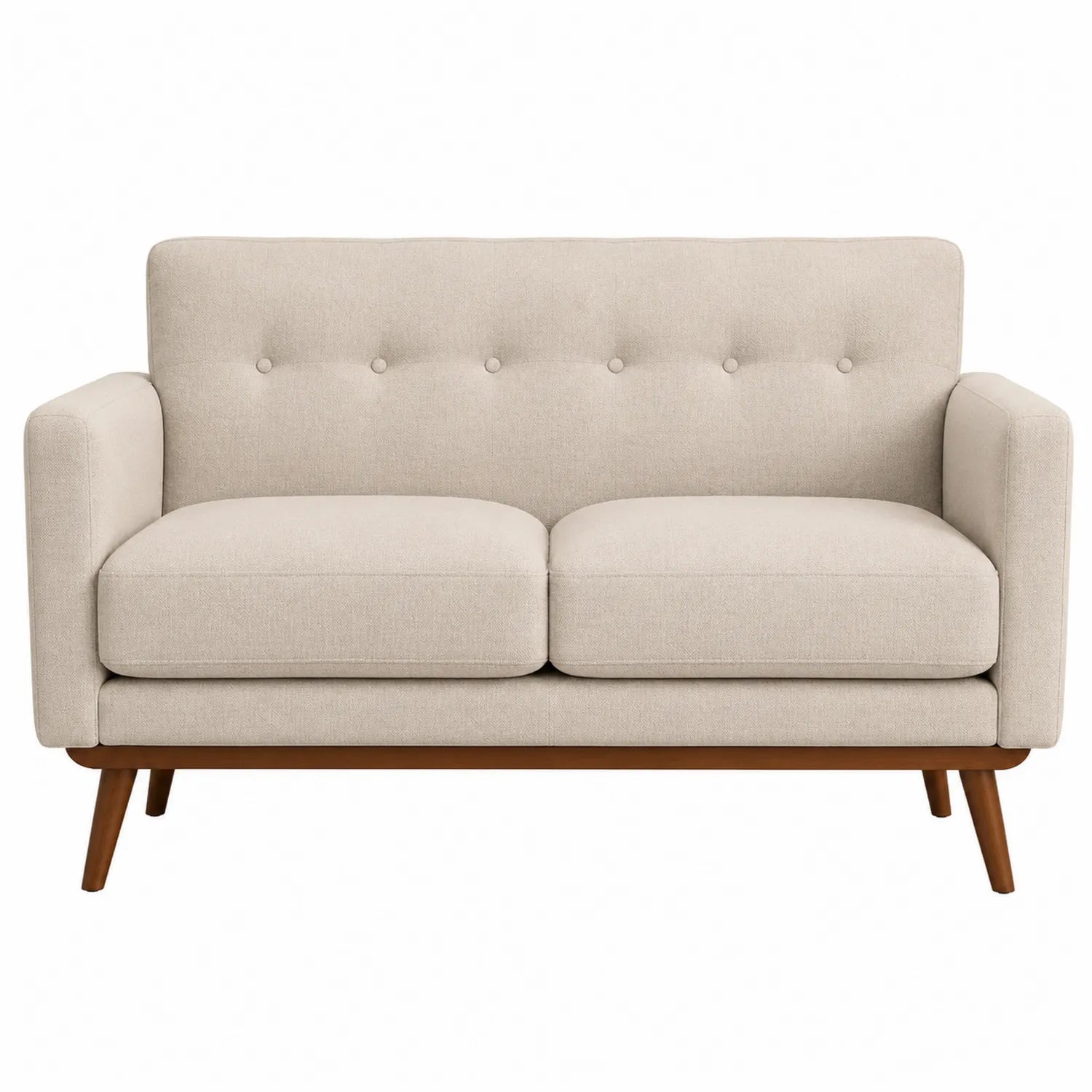 2-Sitzer Sofa Stoff Beige Holz
