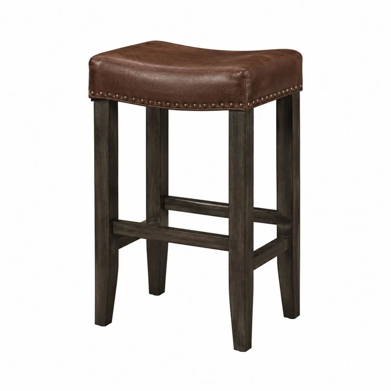 Hocker Holzrahmen mit braunem Kunstleder 75cm