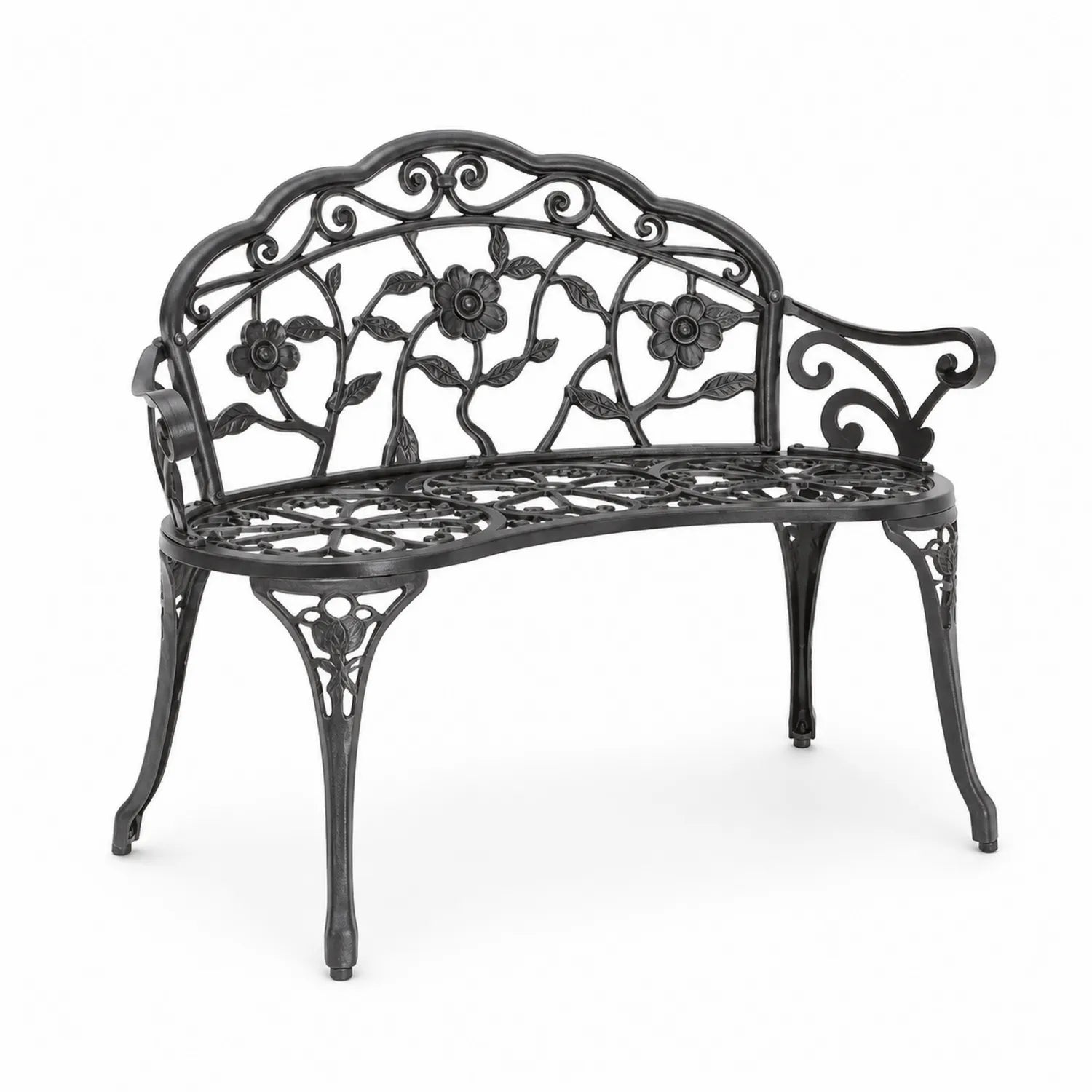 Gartenbank Gusseisen Schwarz Mit Blumenmotiv