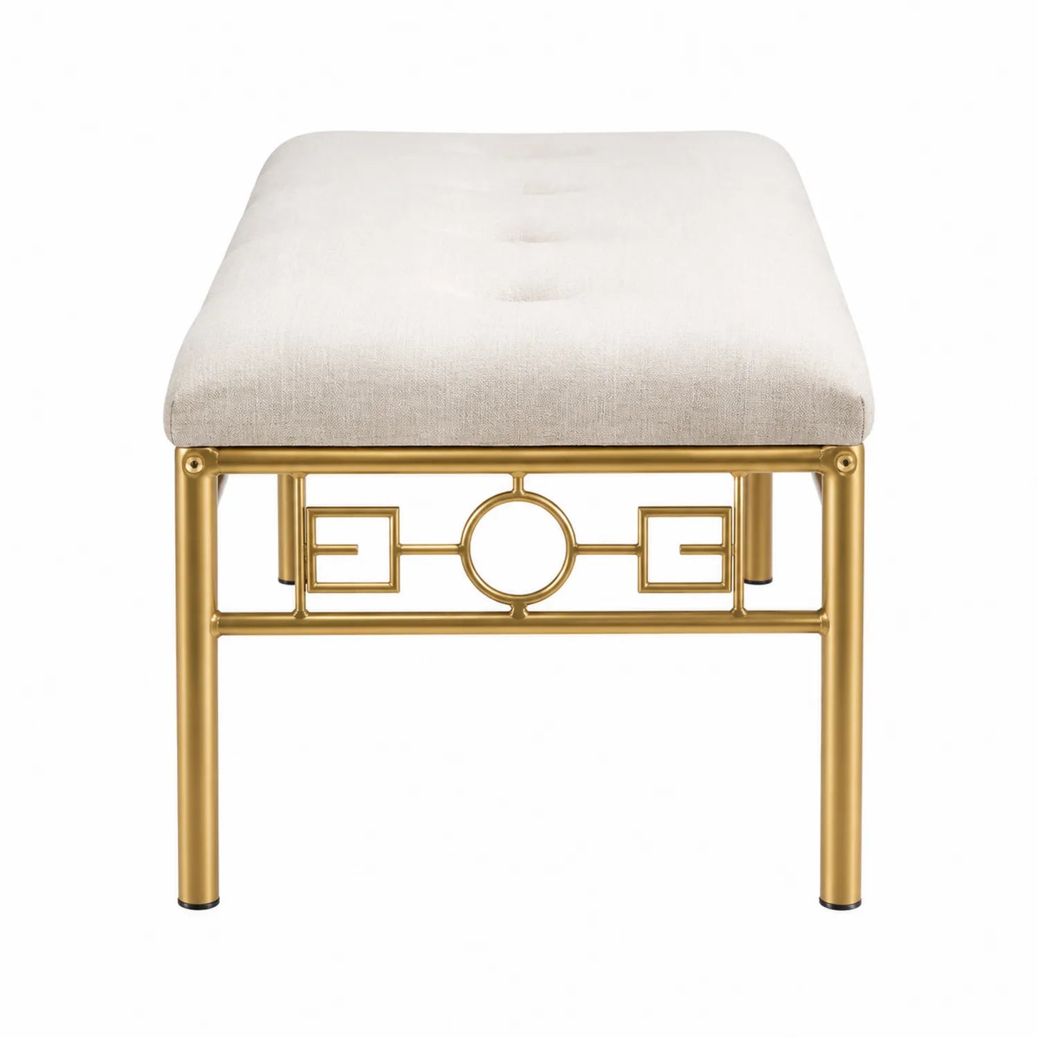 Bank mit Leinenbezug und Stahlrahmen Gold 100cm