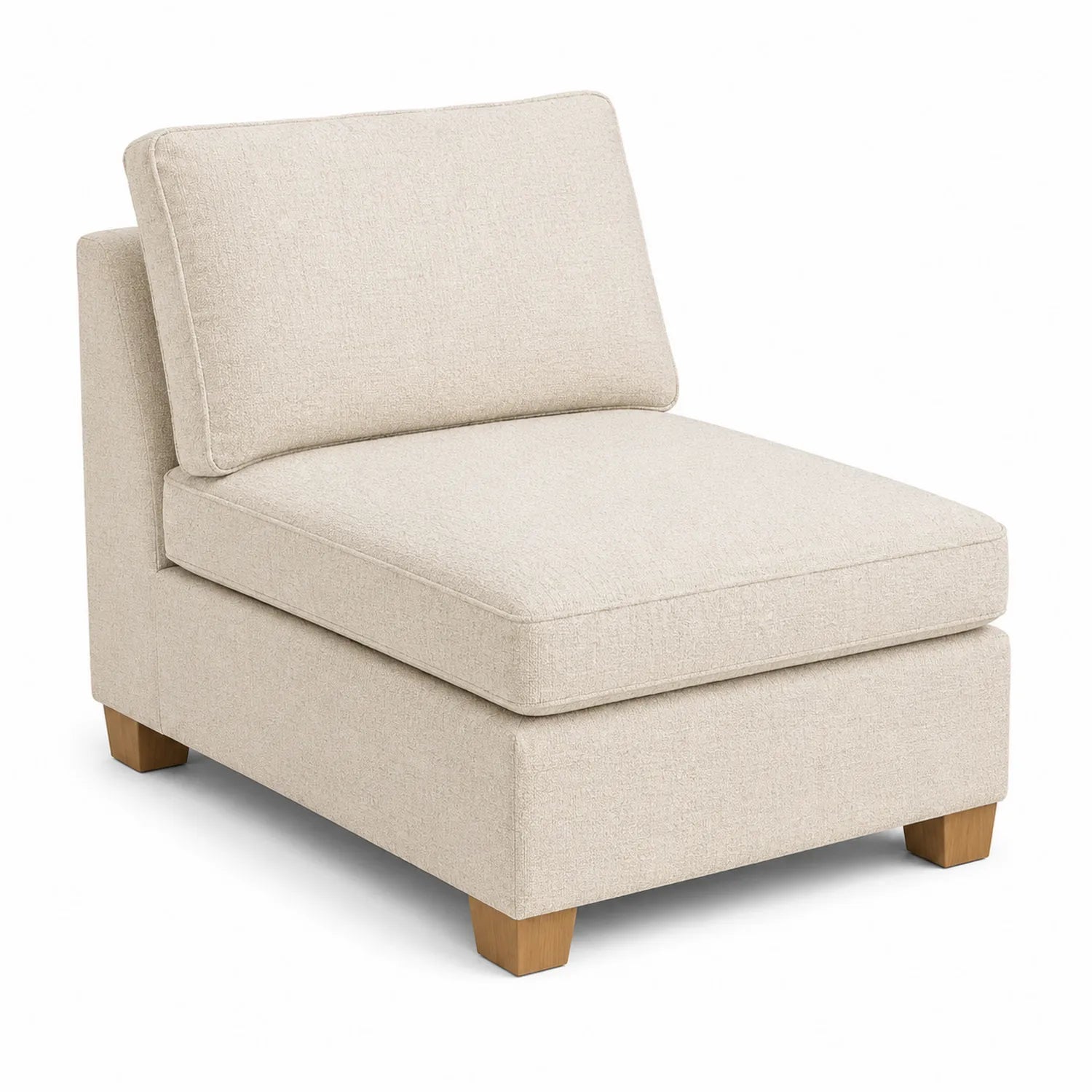 Eckmodul Sofa Stoff Beige mit Kiefernholzrahmen
