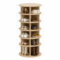 Drehbares Schuhregal aus MDF Holz Beige 180 cm