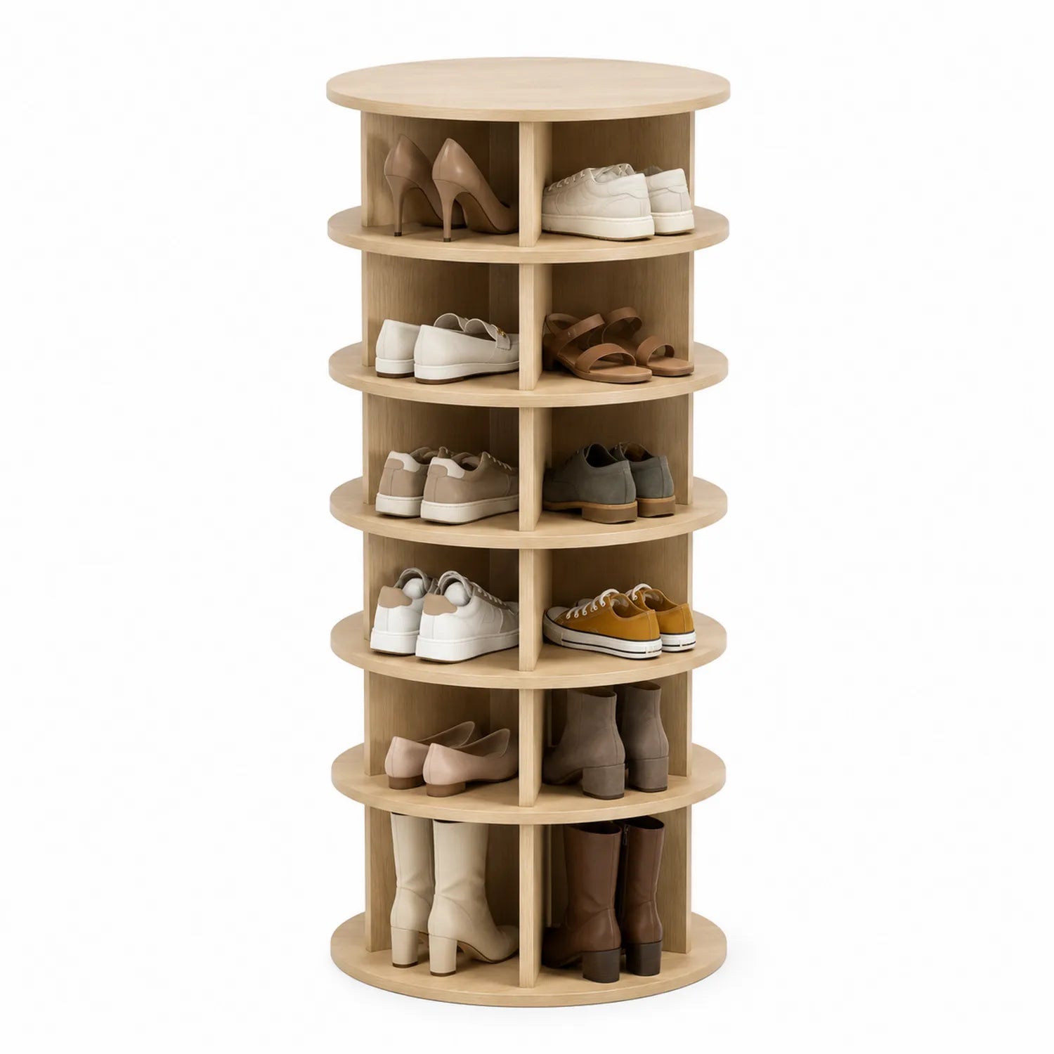 Drehbares Schuhregal aus MDF Holz Beige 180 cm
