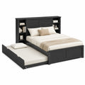 Doppelbett mit Regal-Kopfteil und ausziehbarem Bett Holz Anthrazit