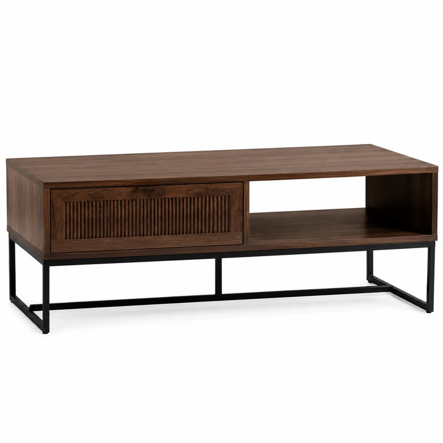 Holz-Metall-TV-Tisch Dunkelbraun/Schwarz