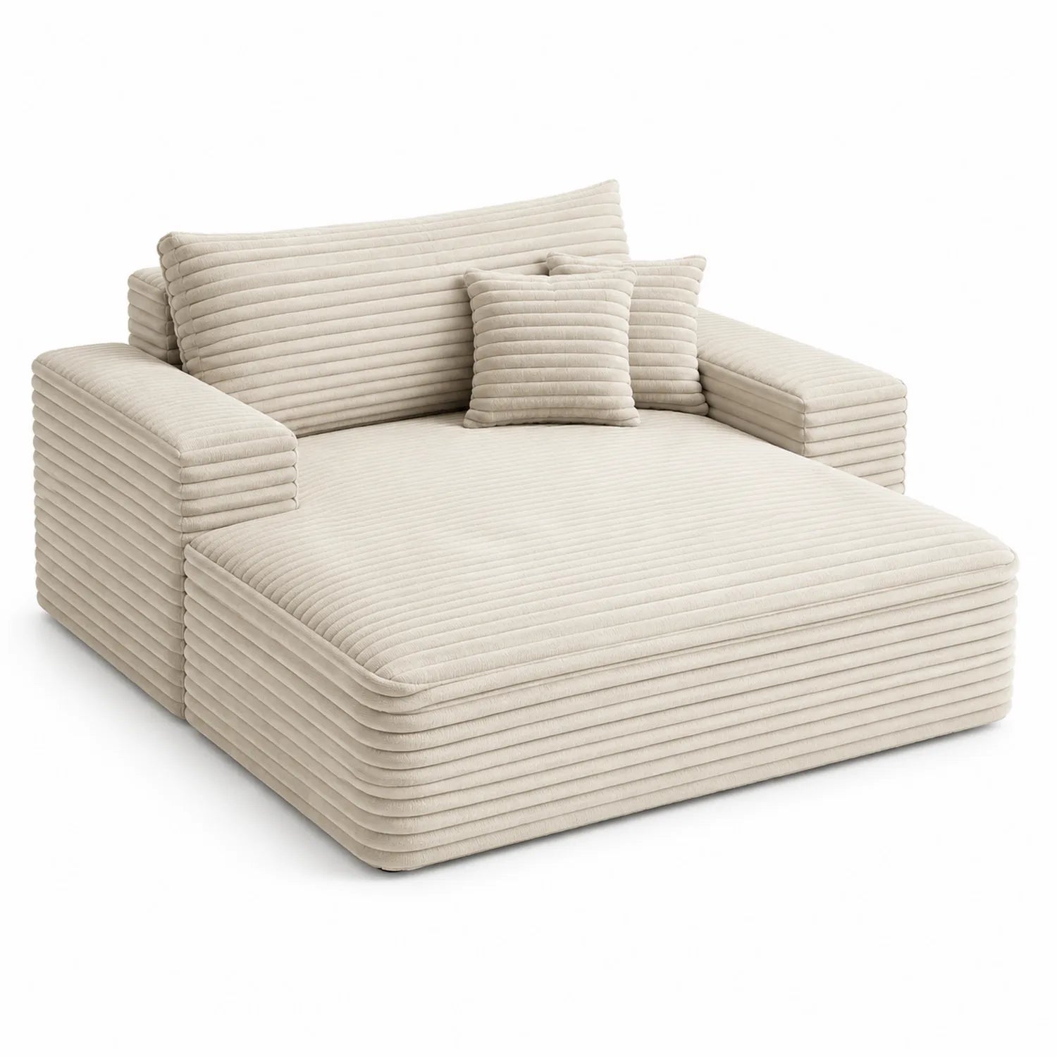 Cordsofa Beige 150x120x80cm mit Kissen