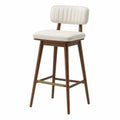 Barhocker mit Stoffpolsterung und Holzgestell, Creme, 75 cm