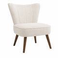 Polstersessel Bouclé-Stoff Creme Holzbeine