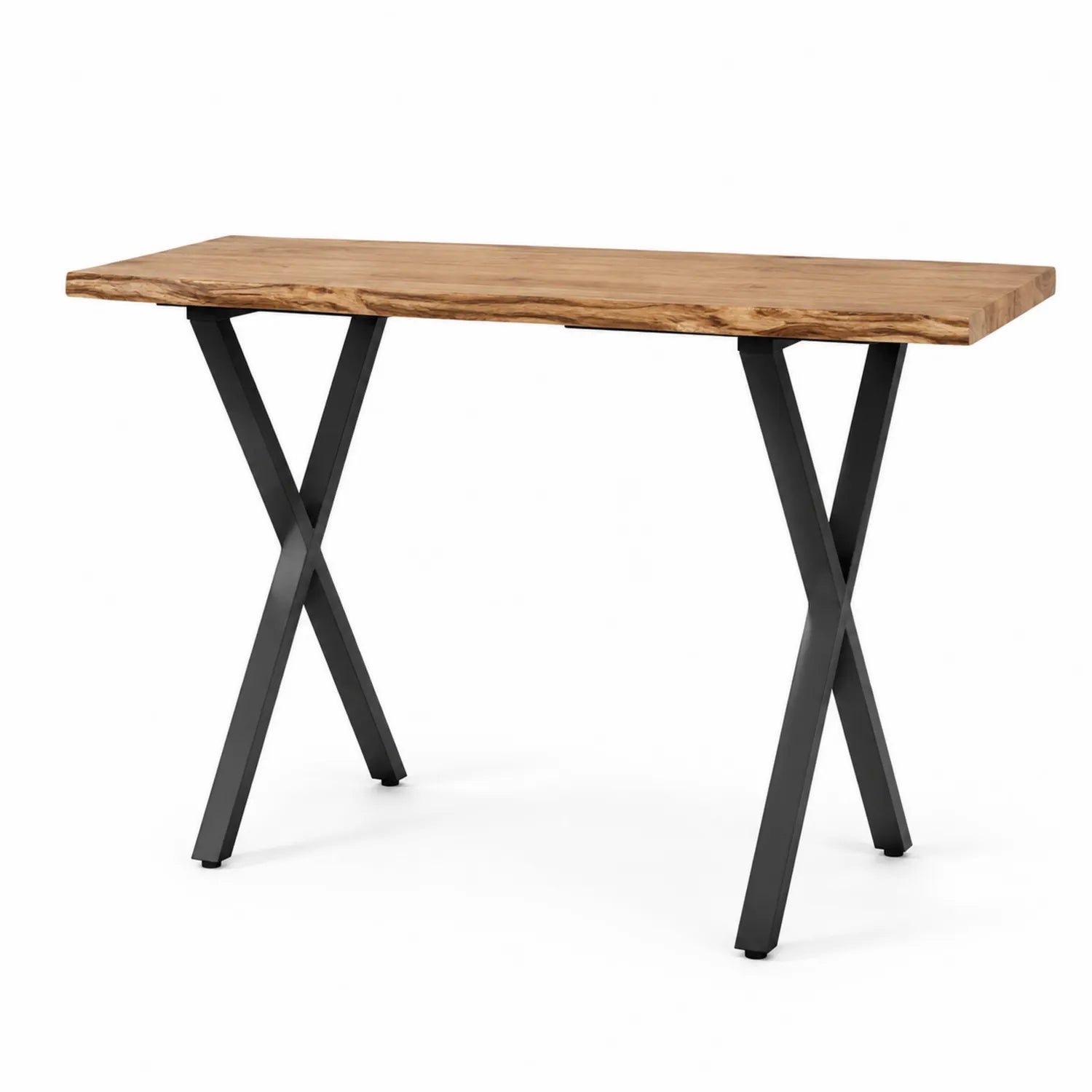Konsolentisch Eiche Massivholz Metall Schwarz 120x40x75 cm