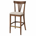 Holz Barhocker mit Stoffpolsterung Hellbraun/Beige