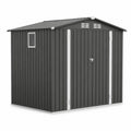 Metall Gerätehaus Dunkelgrau mit Fenster 213 x 127 x 185 cm