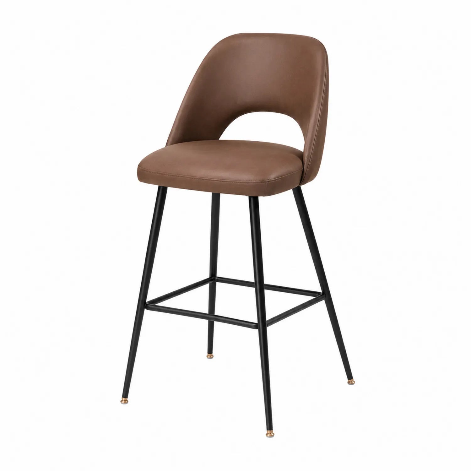 Barhocker Lederoptik Braun mit Metallgestell 105 cm
