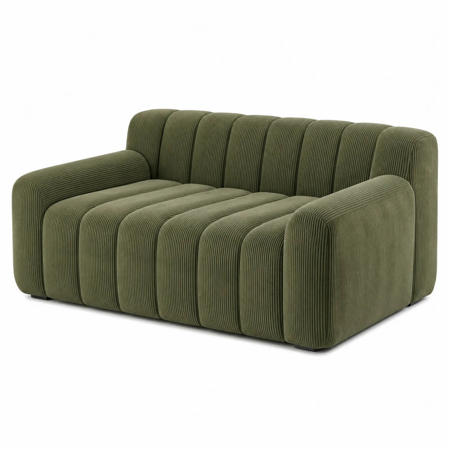 2-Sitzer Sofa Cord Olivgrün