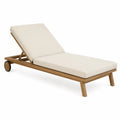 Sonnenliege Teakholz Beige Verstellbar mit Rädern