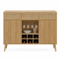 Sideboard aus Eiche Massivholz mit Rattan, 120x40x85 cm