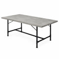 Rechteckiger Tisch aus MDF in Betonoptik mit Stahlbeinen 200x100x75 cm