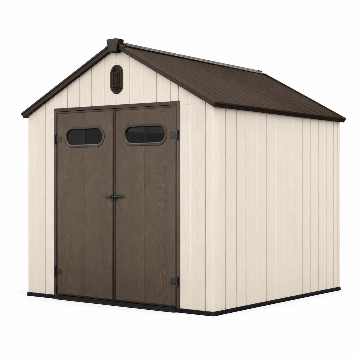 Gartenhaus Kunststoff Beige/Braun Doppeltür