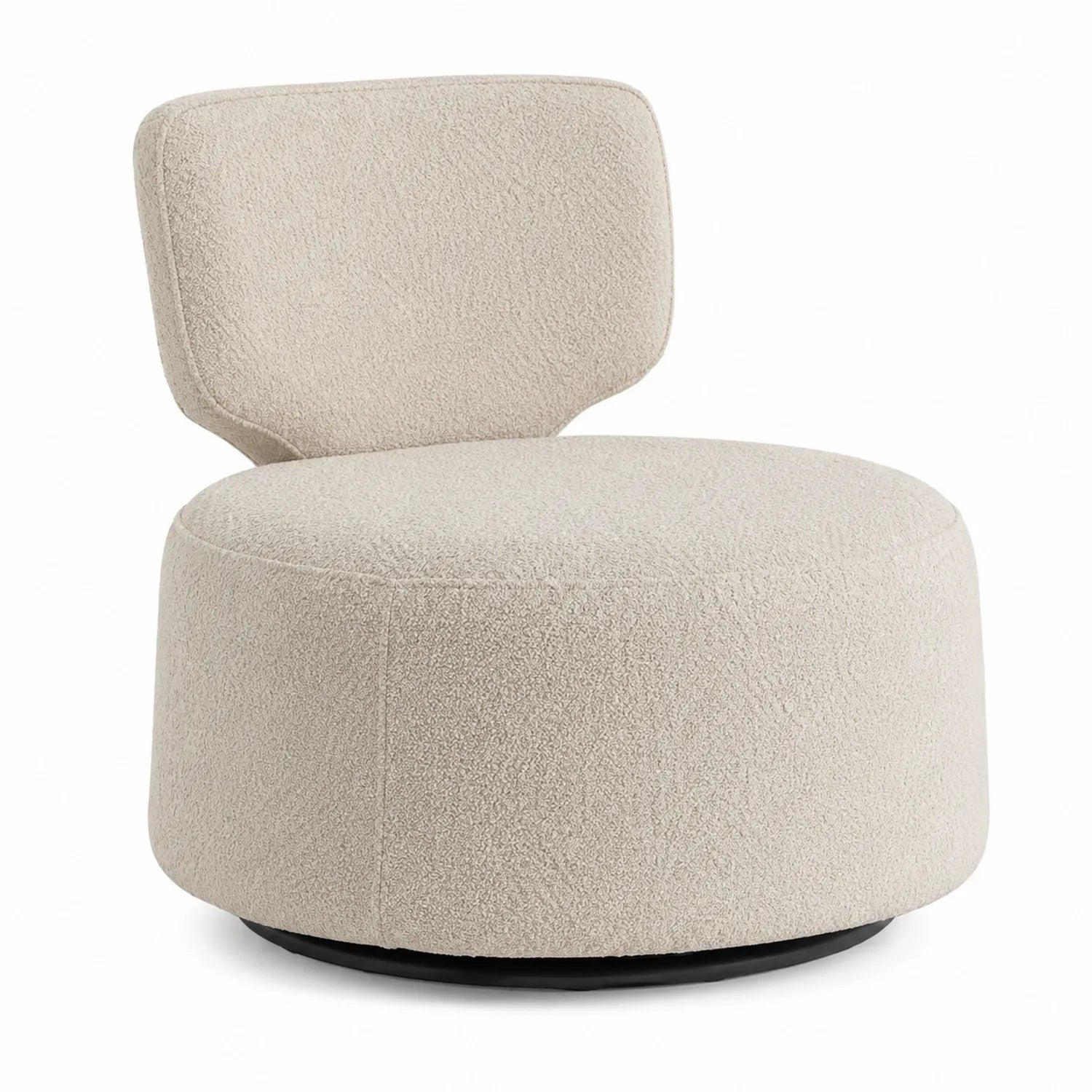 Drehbarer Bouclé-Sessel Beige Ø80 cm