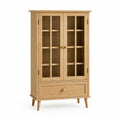 Vitrine aus Holz mit Glastüren und Schublade 180x90x40cm