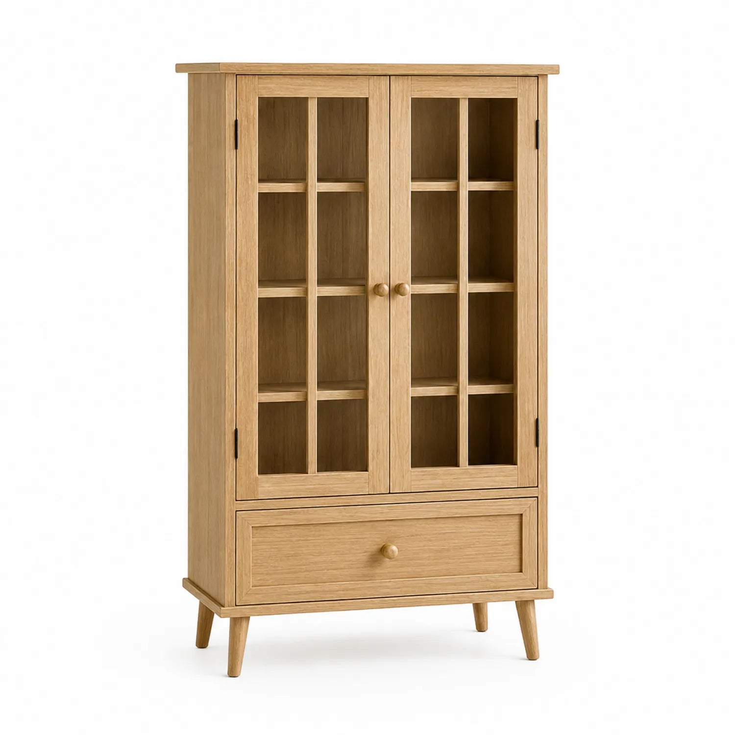 Vitrine aus Holz mit Glastüren und Schublade 180x90x40cm