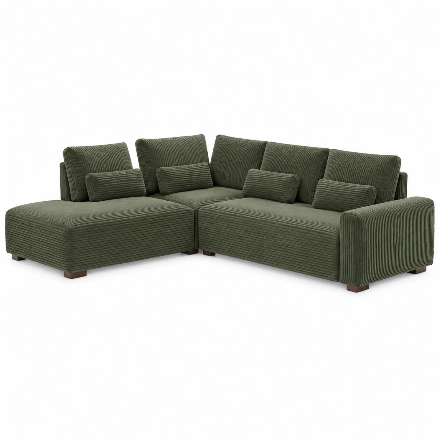 Ecksofa Cord Olivgrün 300x200 cm