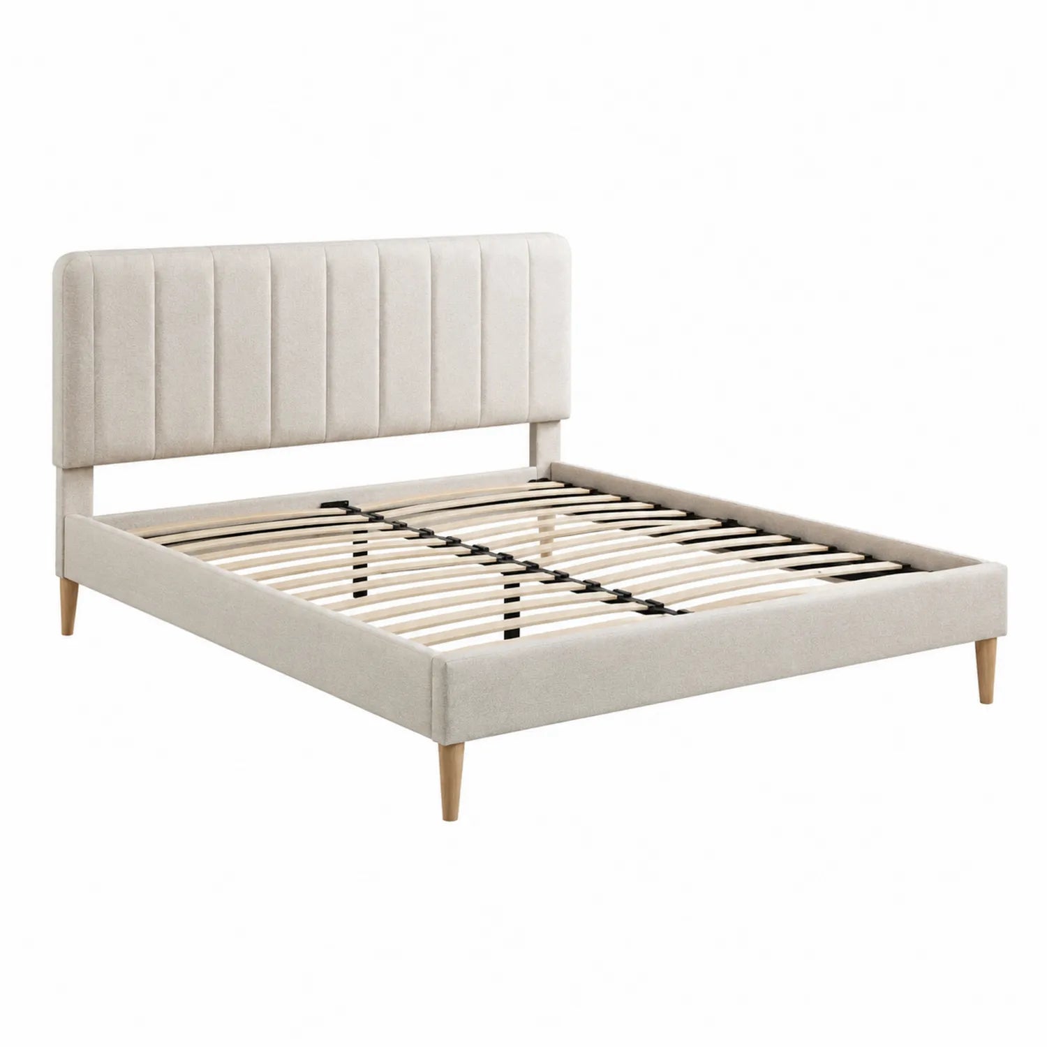 Doppelbett Stoff Beige 200x160 cm Holz