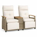 2er Set Rattan Gartenliegen mit Beistelltisch