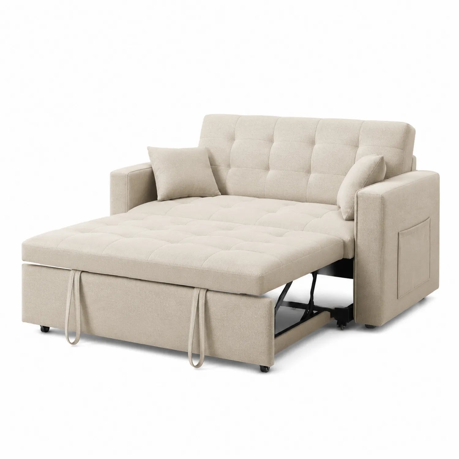 Schlafsofa Stoff Beige mit Stauraum