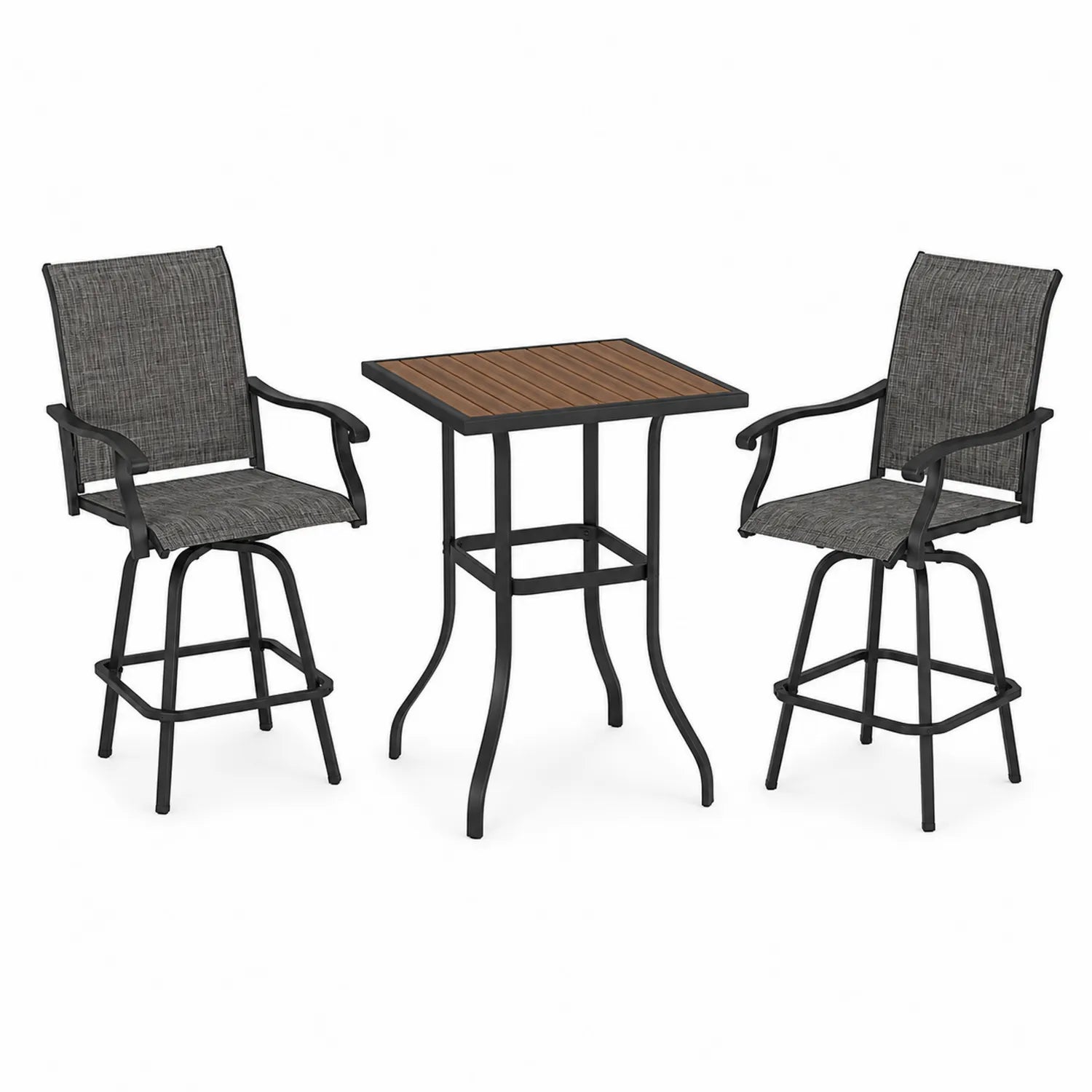 Gartenmöbel-Set aus Metall und Textilene, Schwarz/Grau
