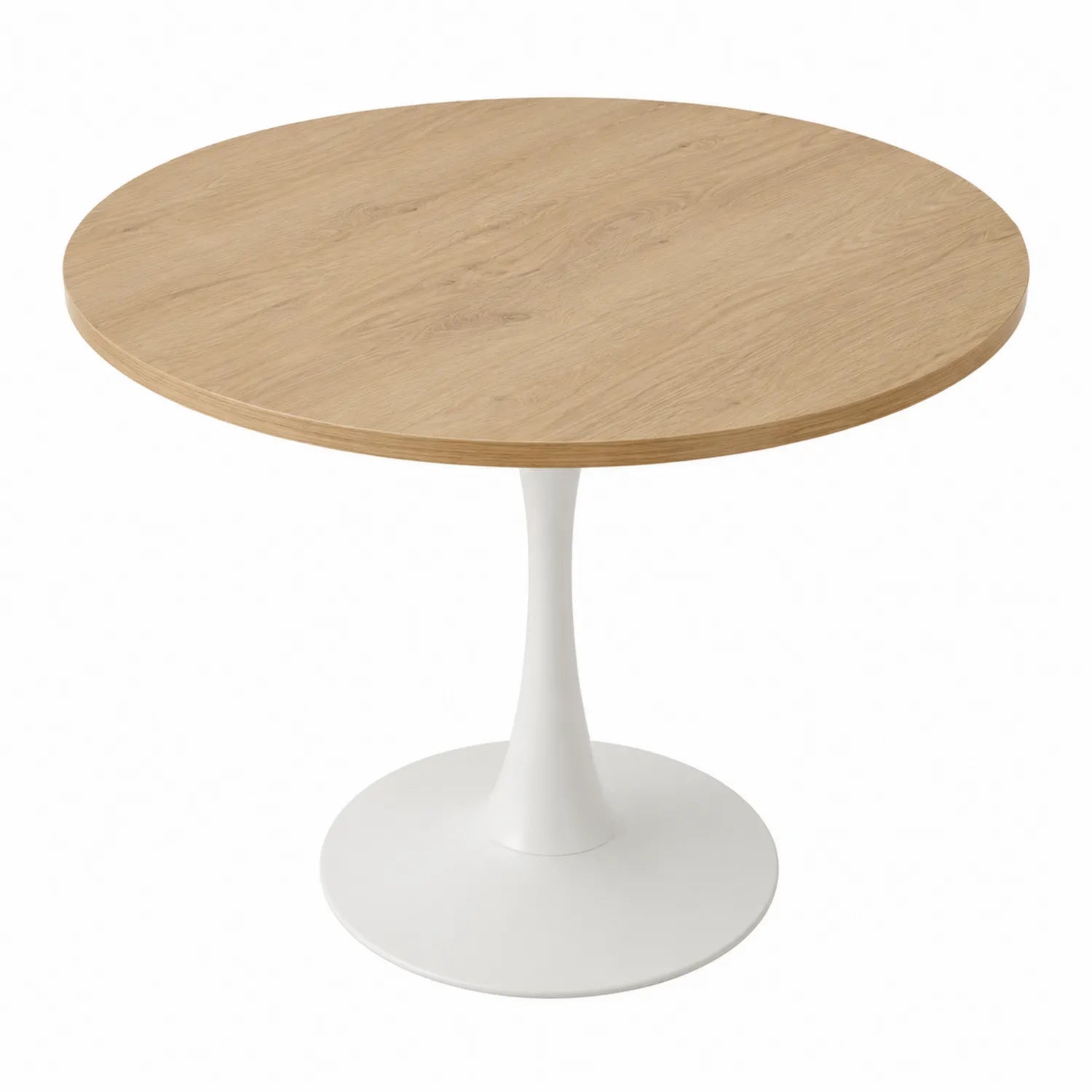 Runder Esstisch aus MDF und Metall Eiche Weiß, Ø90 cm